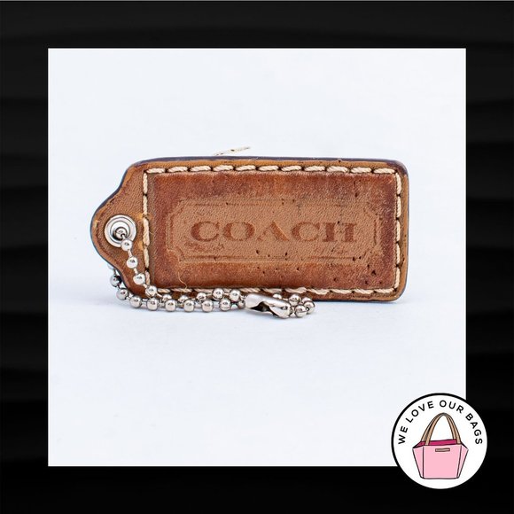 2.25" Medium COACH BROWN LEATHER KEY FOB BAG CHARM KEYCHAIN HANGTAG TAG - Picture 1 of 2